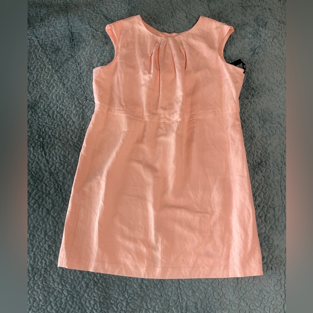 NWT Tahari Levine Women’s Dress Sz 22W Blush Pink Lined Sheath Linen Blend